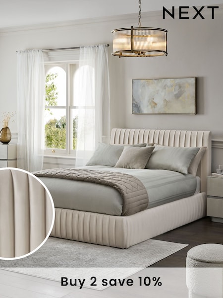 Soft Velvet Natural Oyster Scarlett Upholstered Ottoman Storage Bed Frame (943184) | £815 - £915