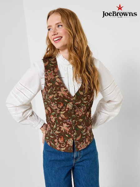 Brown - Joe Browns Autumn Floral Cord Waistcoat