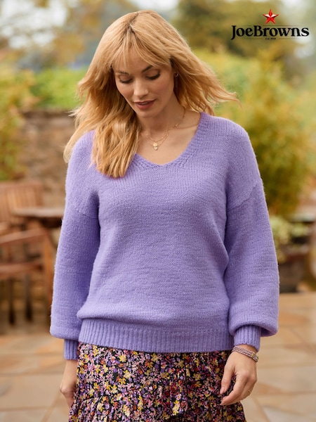 Purple - Joe Browns Oh So Cosy V-neck Jumper