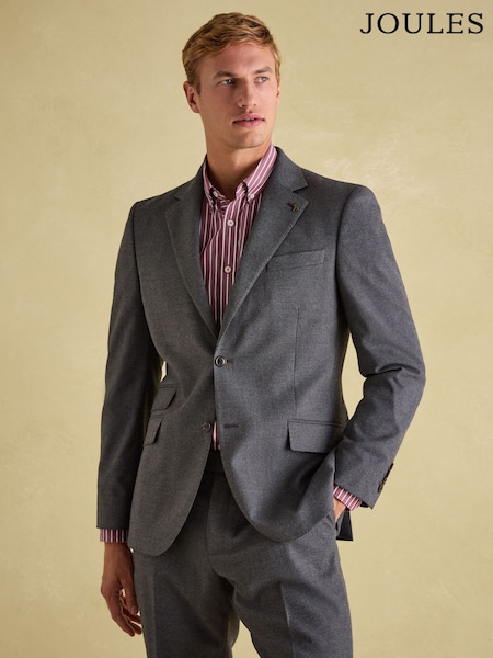 Joules Grey Slim Fit Flannel Suit Jacket (943814) | £130