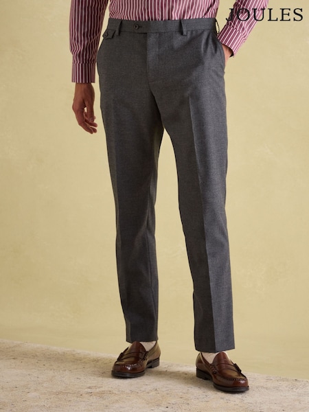 Joules Grey Slim Fit Flannel Suit Trousers (943821) | £69