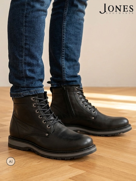 Black - Regular Fit Jones Bootmaker Ealing Leather Ankle Boots