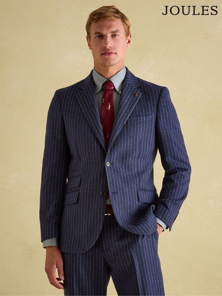 Joules Navy Slim Fit Herringbone Suit Jacket (944007) | £56