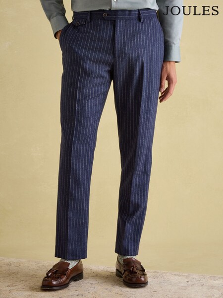 Navy Blue Slim Fit Pinstripe Suit Trousers (944029) | £39