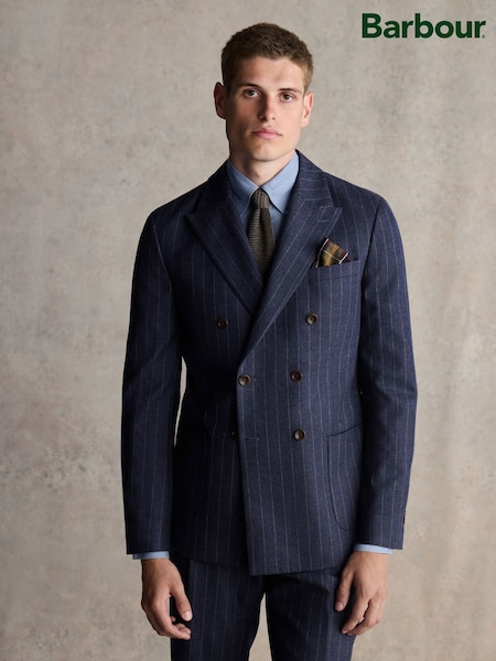 Barbour® Blue Slim Fit Stripe Suit Jacket (944216) | £250