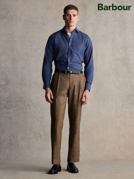 Barbour® Taupe Brown Slim Fit Check Suit Trousers (944297) | £149