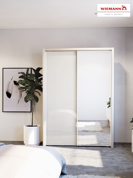 Wiemann Rustic Oak / White Peyton Glass and Mirror Sliding 1.6m Sliding Semi Fitted Wardrobe (944688) | £1,075