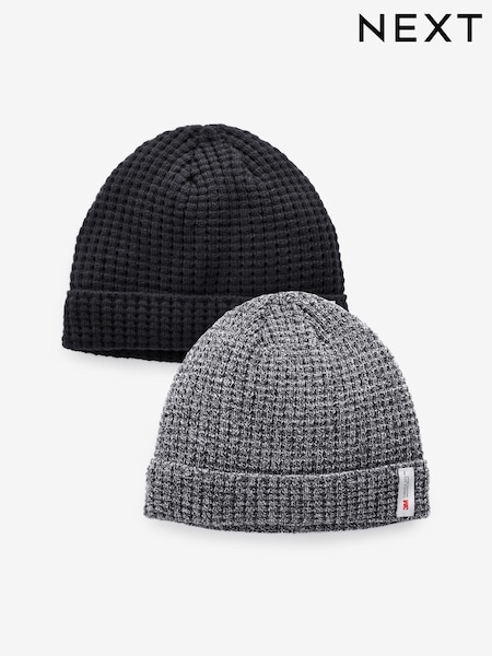 Black/Grey Thinsulate™ Beanie Hats 2 Pack (944976) | £14