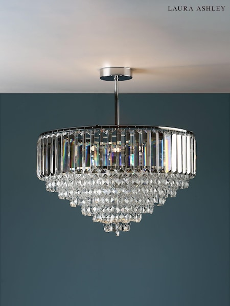 Laura Ashley Chrome Vienna 5 Light Flush Light (945185) | £425