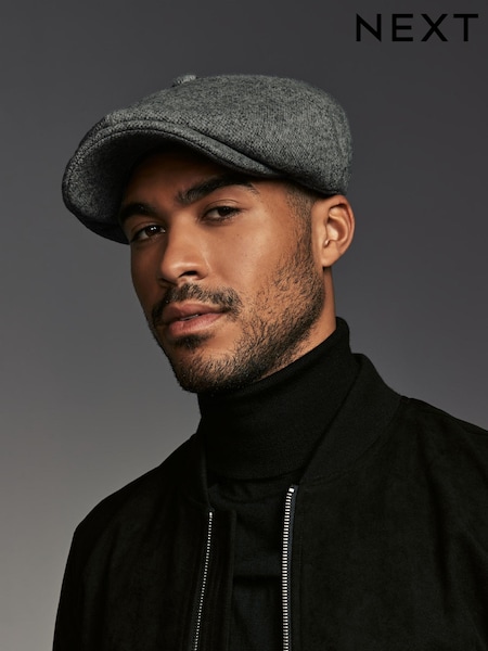 Charcoal Grey Baker Boy Hat with Wool (946103) | £18