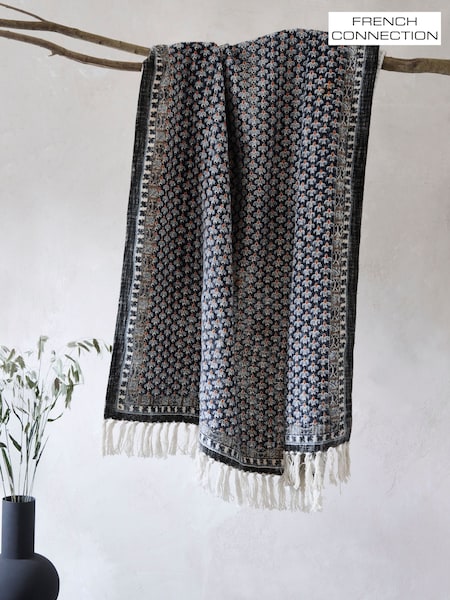 French Connection Blue Poppyfield Printed Throw (946173) | £46