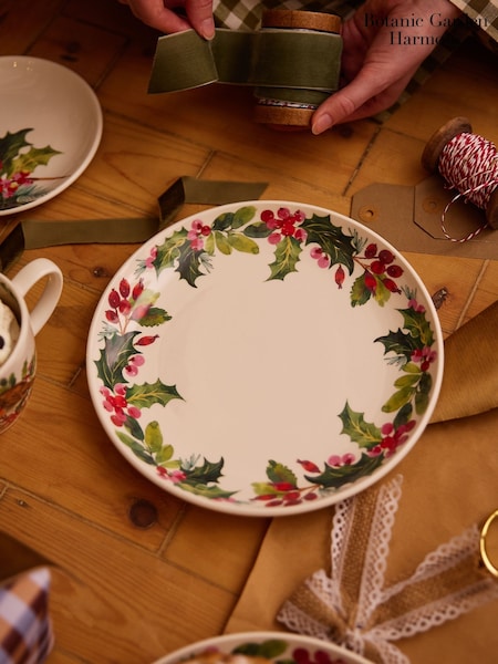 Portmeirion Set Of 4 Botanic Garden Christmas Holly Border Side Plates