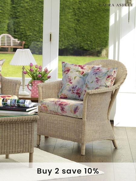 Laura Ashley Cranberry Red Garden Bewley Indoor Rattan Chair with Gosford Cranberry Cushions (947385) | £495