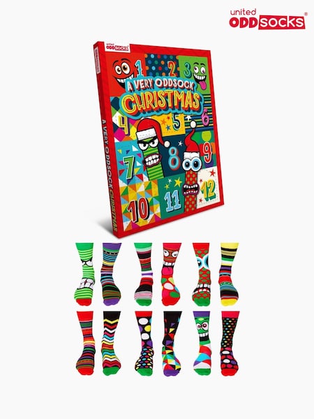 Red - Regular United Odd Socks 12-day Christmas Sock Advent Calendar