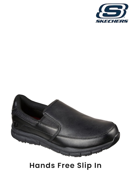 Skechers Black Mens Nampa Groton Resistant Slip On Shoes (948483) | £59