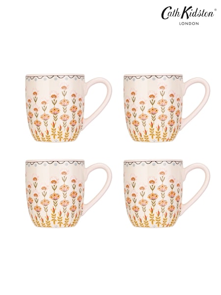 Cath Kidston Set of 4 Pink Breakfast Mugs (949054) | £40