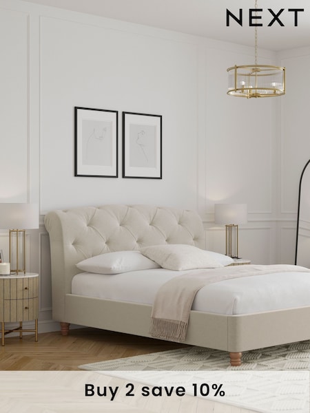 Soft Texture Light Natural Hartford Upholstered Bed Frame (949568) | £665 - £865