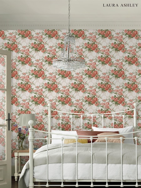 Laura Ashley Old Rose Pink Country Roses A4 Wallpaper Sample (949902) | £1