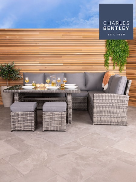 Charles Bentley Grey Garden 6 Seater Premium Rattan Dining Set (950363) | £990