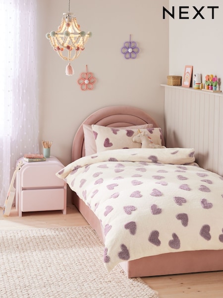 Fleece Heart Duvet Cover and Pillowcase Set (950716) | £32 - £55