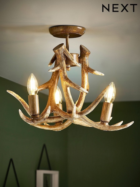 Natural Antler 3 Light Ceiling Light (950873) | £110