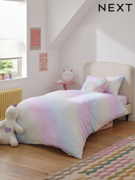 Rainbow Ombre Printed Polycotton Duvet Cover and Pillowcase Bedding Set (950900) | £15 - £22