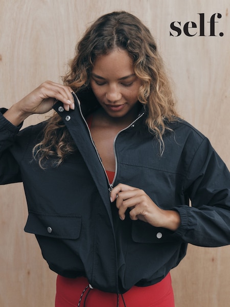 Navy - Self. Funnel Neck Jacket