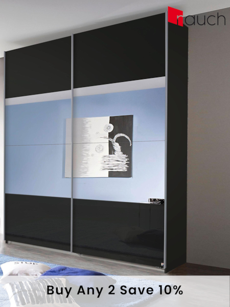 Rauch Dark Grey Courtney Glass and Centre 1.8m Sliding Mirror Semi Fitted Wardrobe (951038) | £737