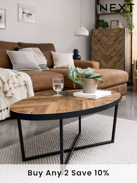Dark Bronx Chevron Oak Effect Large Coffee Table (951059) | £175