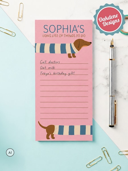 Personalised Sausage Dog To Do Pad By Oakdene