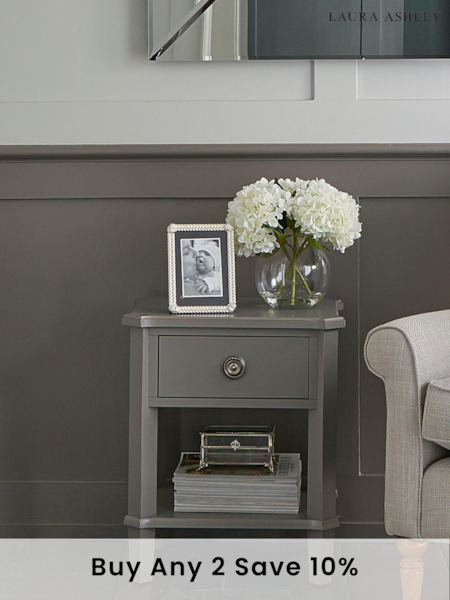 Laura Ashley Pale Charcoal Henshaw 1 Drawer Side Table (951510) | £370