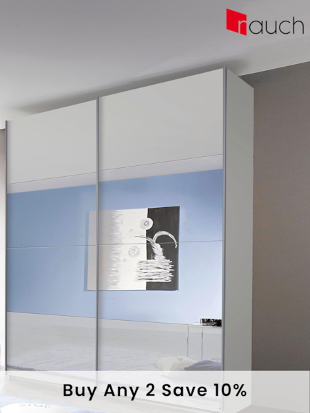 Rauch Grey Courtney Glass and Centre 1.8m Sliding Mirror Semi Fitted Wardrobe (952194) | £737