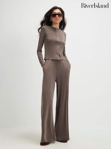 Brown - River Island Long Sleeve Soft Touch Top