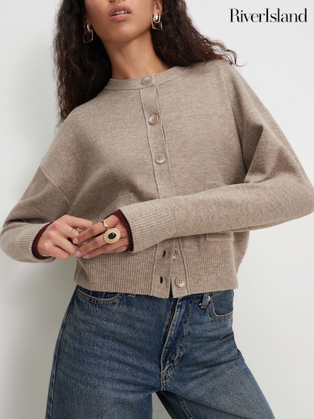 Brown - River Island Clean Double Layer Cardigan