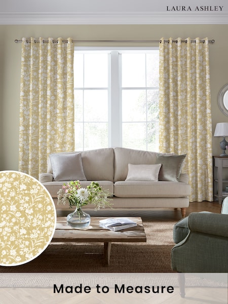 Laura Ashley Gold Rye Made to Measure 100% Cotton Curtains (952627) | £100