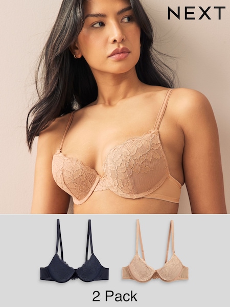 Navy/Praline Nude Lace Bras 2 Pack (953264) | £26