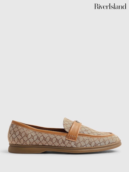 Brown - River Island Monogram Decal Loafers