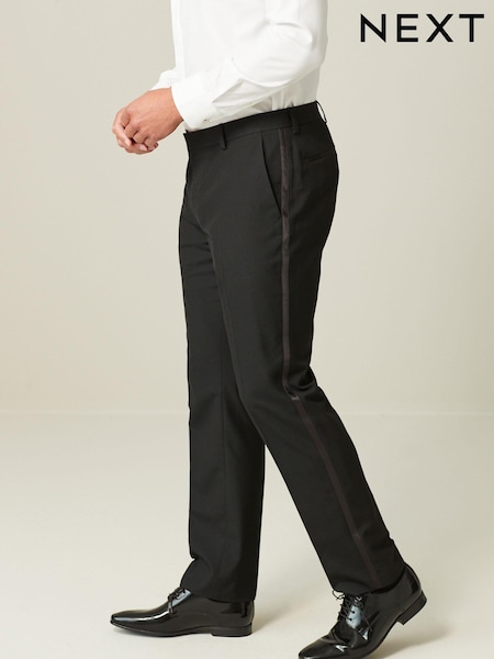 Black with Tape Detail Tailored Fit Tuxedo Suit Trousers (954111) | £35
