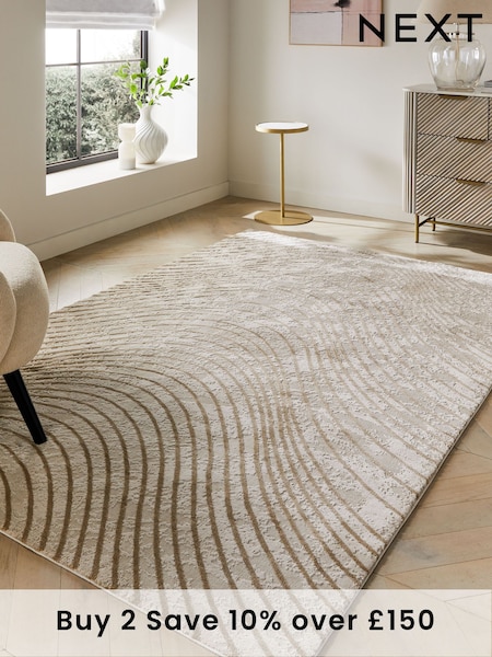 Champagne Gold Valencia Waves Rug (954411) | £50 - £320