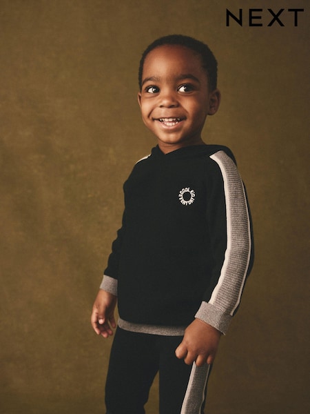 Black Knitted 100% Cotton Hoodie and Joggers Set (3mths-7yrs) (954485) | £22 - £26