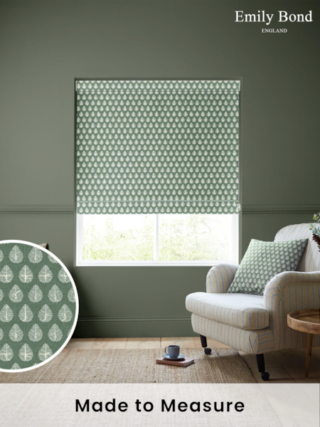 Emily Bond Sage Green 100% Cotton Jaipur Made to Measure Roman Blinds (954512) | £79