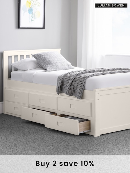 Julian Bowen White Maisie 3 Drawer Storage Bed with Pull Out Underbed (954674) | £425