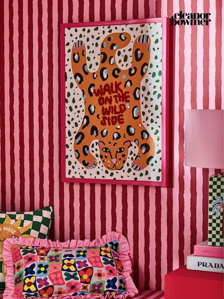 Eleanor Bowmer Pink/Orange Leopard Wall Art (954747) | £45