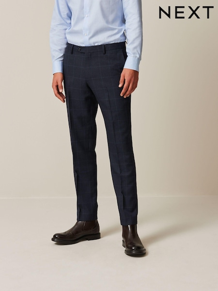 Navy Blue Prince of Wales Tailored fit Check Suit: Trousers (956431) | £45