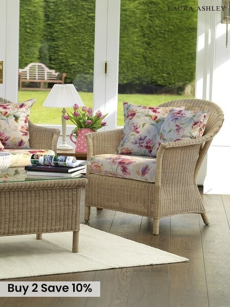 Natural Garden Bewley Indoor Rattan Lounging Set With Gosford Cranberry Cushions (956890) | £1,550