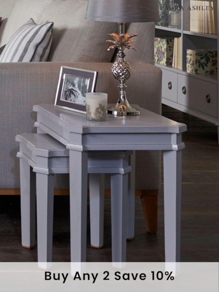 Laura Ashley Pale Charcoal Henshaw Nest Of 2 Tables (957926) | £415