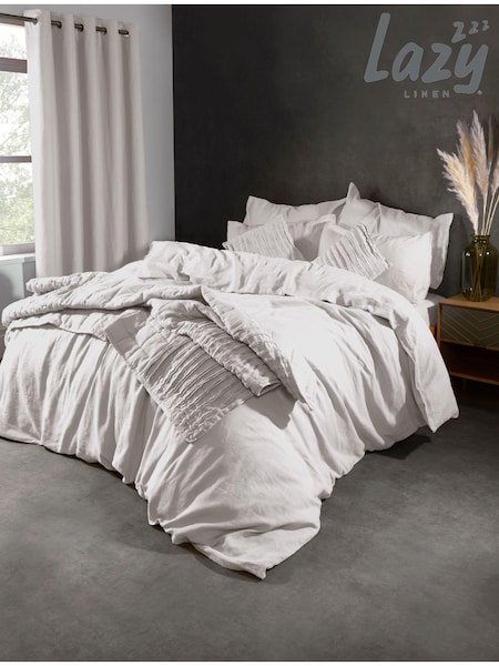 Lazy Linen White Washed 100% Linen Throw (95L218) | £175