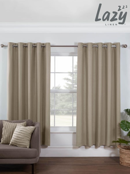Lazy Linen Linen 167x183cm Washed 100% Linen Eyelet Curtains (95L356) | £79
