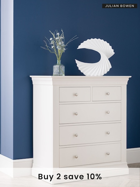Julian Bowen White Clermont 3 2 Drawer Chest (95W790) | £465