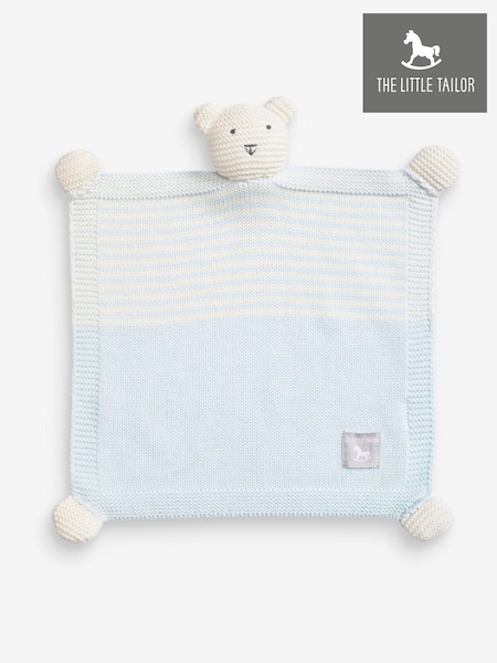 The Little Tailor Blue 100% Cotton Baby Soft Knitted Teddy Comforter (960025) | £20